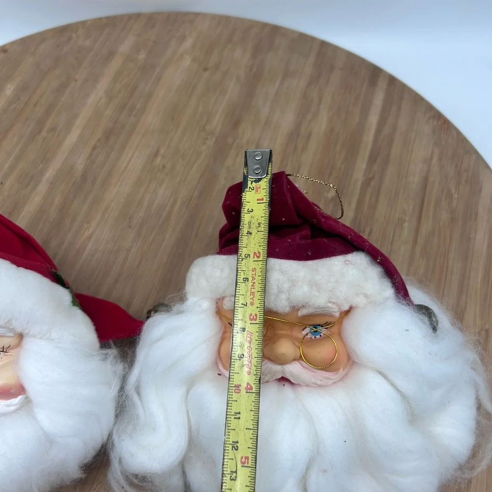 Two Vintage Christmas Santa‎ Face  Heads ornaments Ornaments